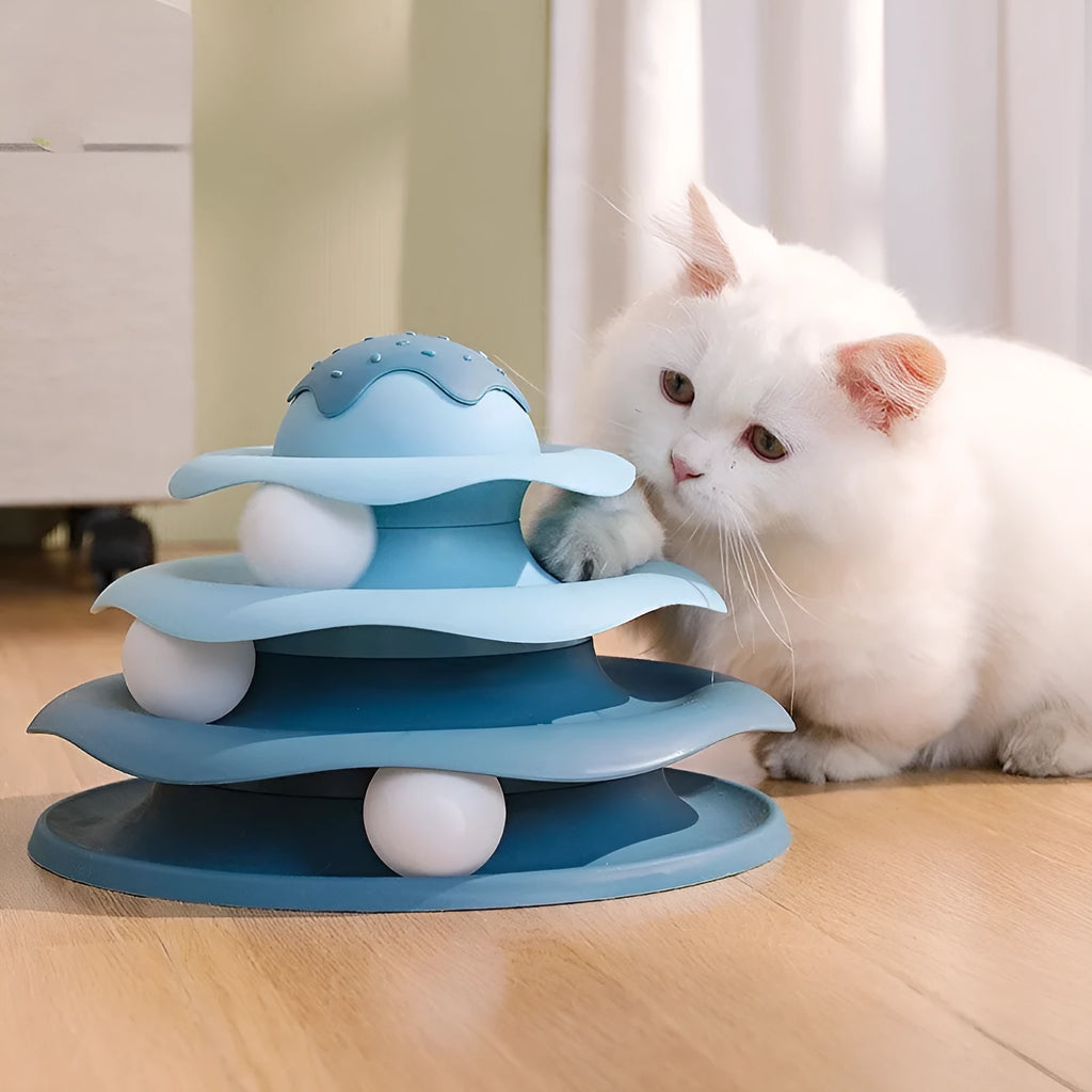 24cm PP cat turntable toy in grass green, for interactive play and boredom relief