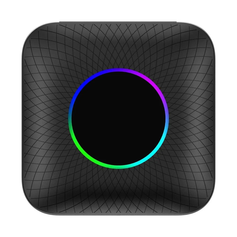 Tbox-Led Wireless CarPlay adapter with Android 13 system showing compact dimensions and connection ports