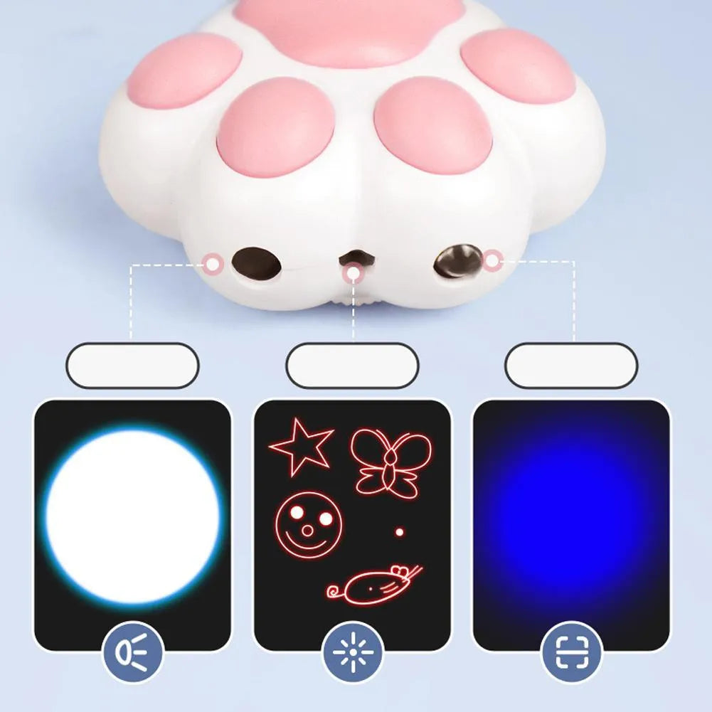 Pink and black USB rechargeable infrared cat teaser toy with keychain measuring 5x2.5cm