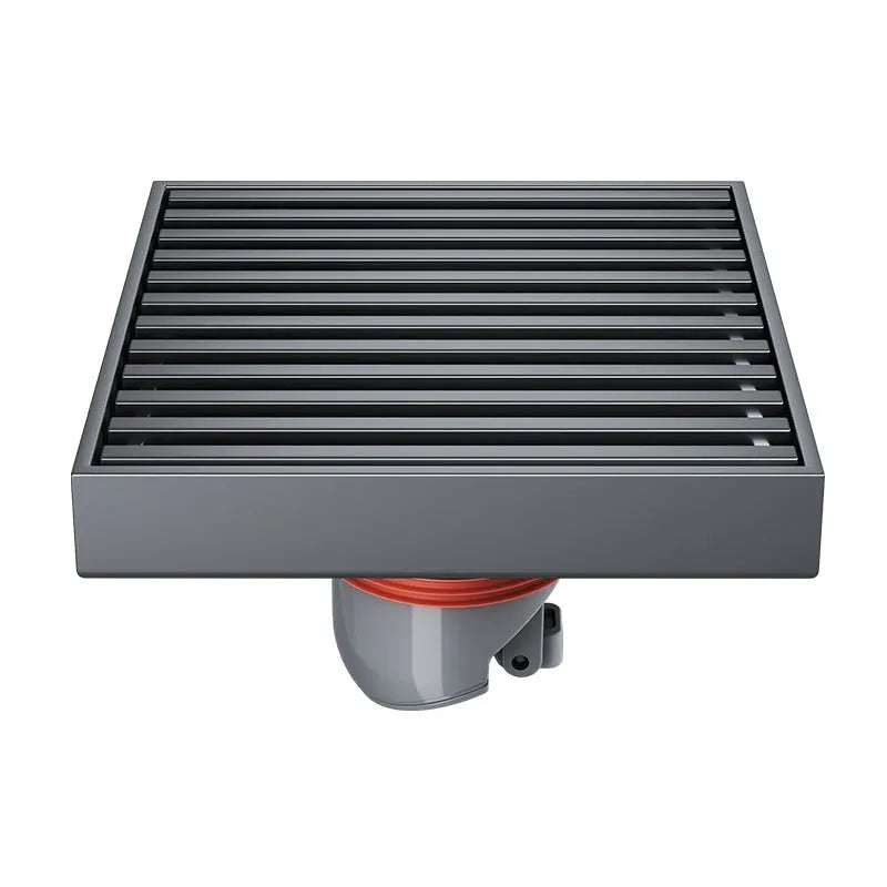 304 stainless steel courtyard floor drain with gun grey finish and 15x15cm square grille