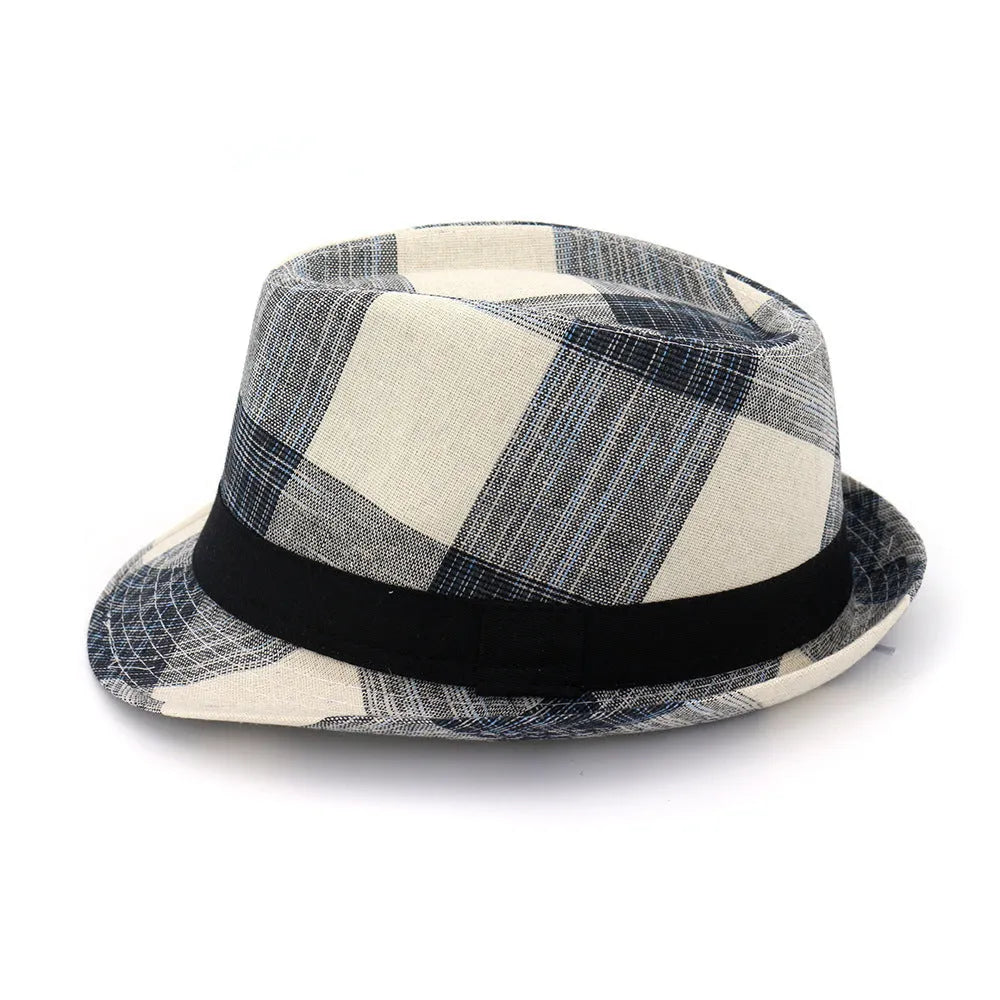 Blue bell crown polyester sun hat with a medium brim on a neutral background.