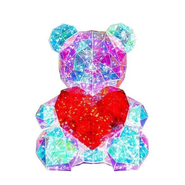 30cm USB luminous bear in Red Love or Pink Love, plastic cartoon decoration with exquisite gift box