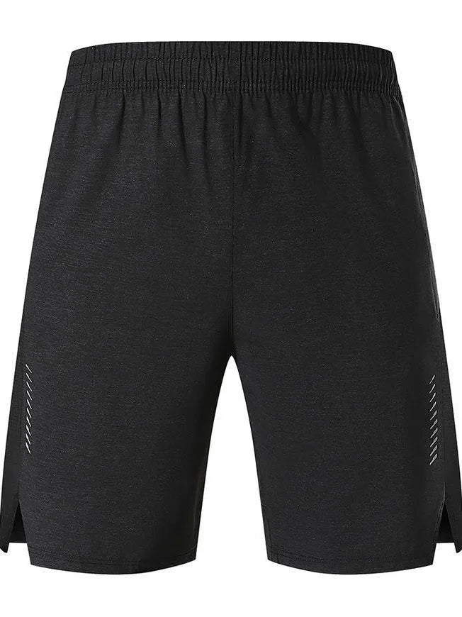 Men's forest green spandex casual shorts with a mid waist and five-point construction.