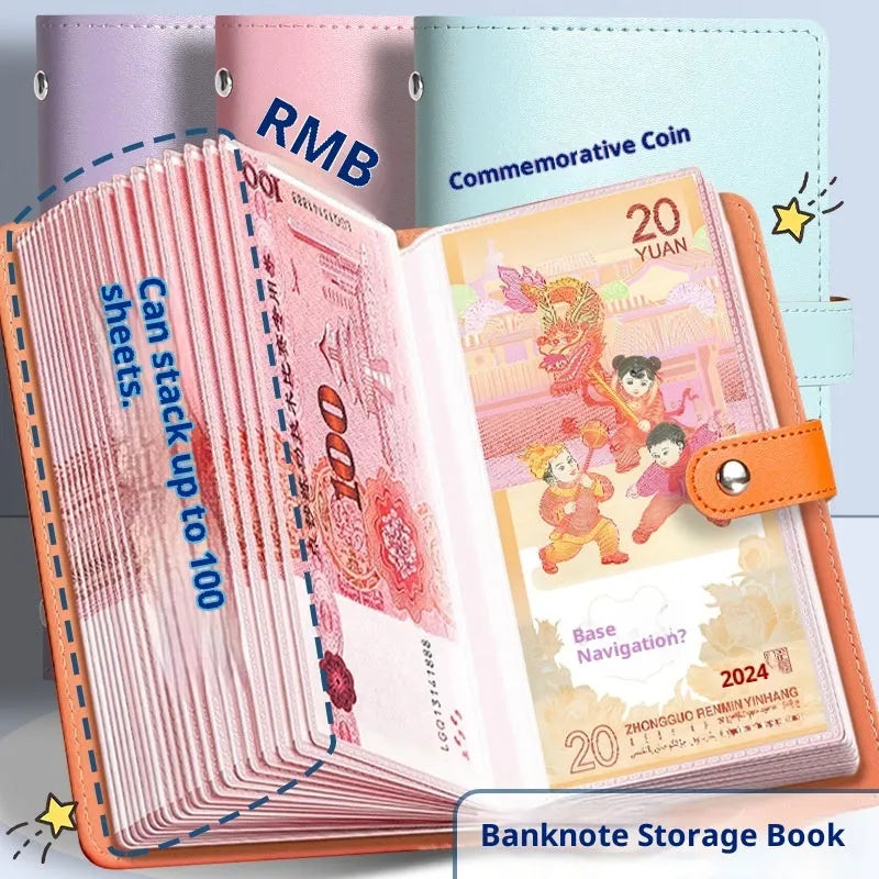 Macaron savings book with imitation leather cover in princess pink colour, 50 sheets