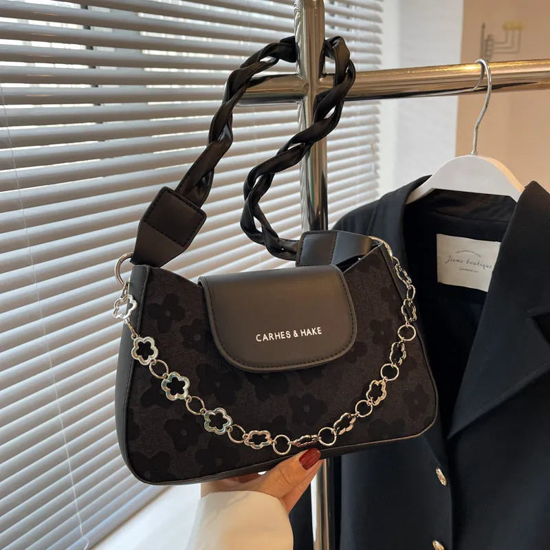Women's fashion large capacity underarm shoulder bag in beige PU leather horizontal square shape with outer pocket