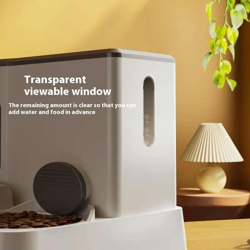 Automatic cat feeder water dispenser with integrated double bowl in multiple colour options