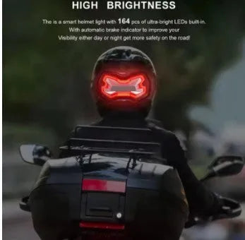 Wireless helmet light with turn signal and brake restraint, 2500mAh USB Type-C rechargeable, single unit
