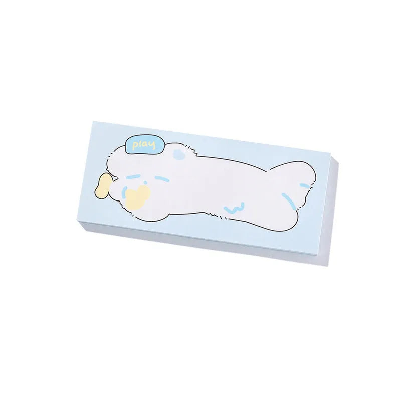 Cartoon sticky note pad with heart-themed designs in six styles including Puppy Diary and Rabbit Weekly Notes.