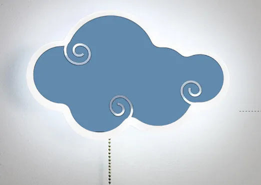 Modern white cloud-shaped acrylic wall mounted bedside lamp with touch control for children's bedroom.