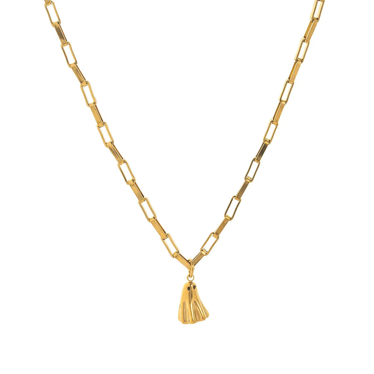 Ghost pendant necklace with titanium steel pendant on twisted chain, available in multiple chain style options