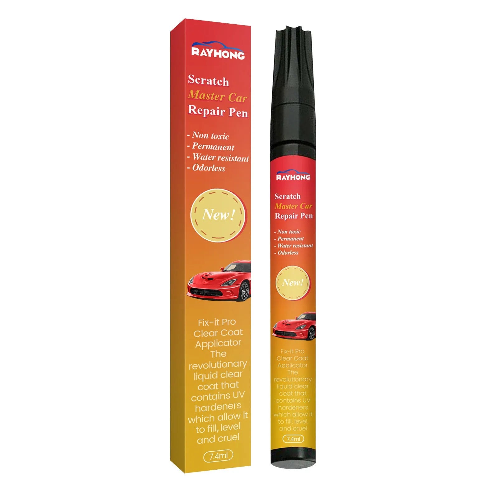 Car scratch repair pen 7.4ml UV curing formula for paint touch ups