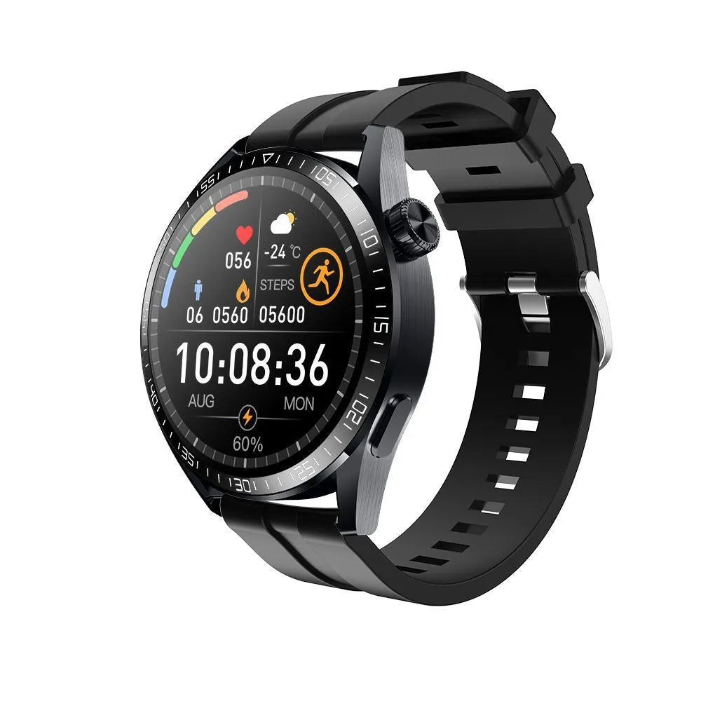 GS3 Max black and silver smartwatch with a 1.35-inch screen on a silicone strap, showing a watch face with health metrics.