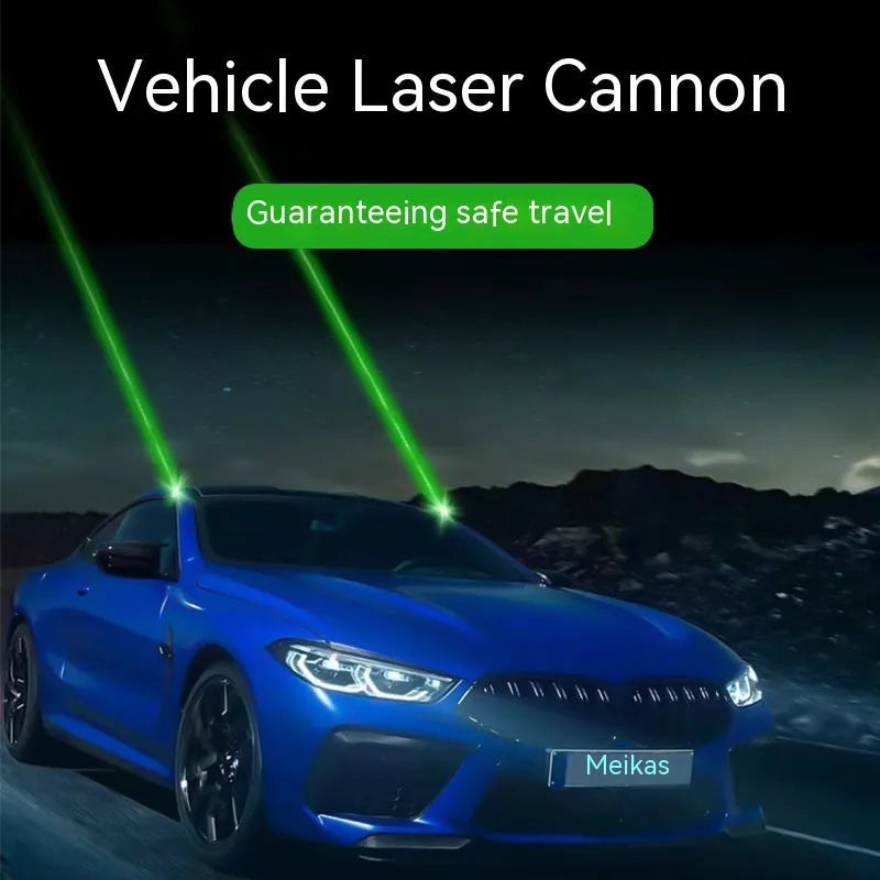 White vehicle-mounted remote pilot lamp laser with USB cable and remote control on a surface