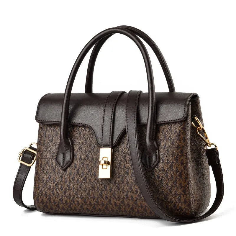 Retro textured PU crossbody bag in horizontal square shape with single shoulder strap, available in black apricot coffee colours