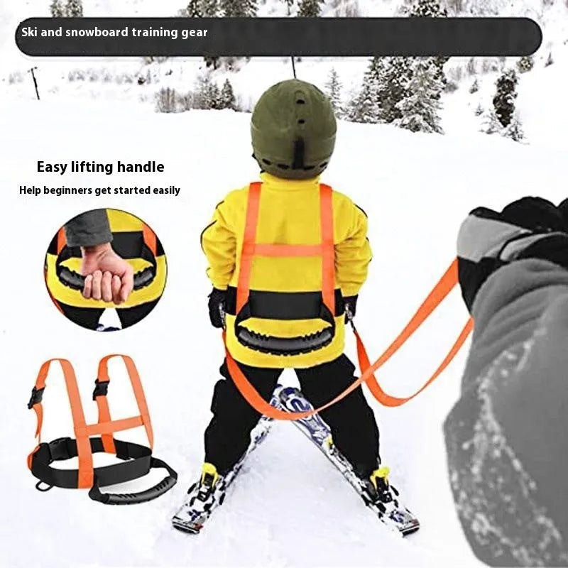 Safety rope ski drop-resistant training belt in black nylon for wrist elbow knee protection