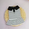 Striped cotton t-shirt and matching skirt dog summer clothing set shown on mannequin