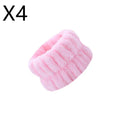 Coral velvet wrist washbands in white, pink, light blue, grey, and lavender for face washing and beauty routines.