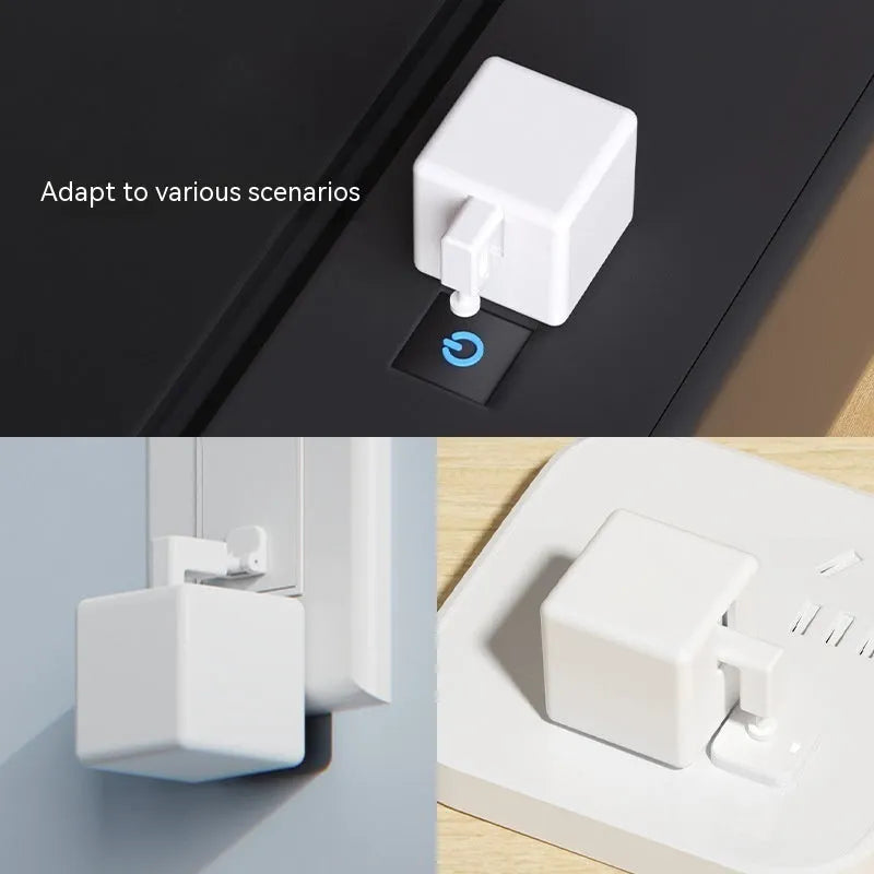 Graffiti smart home Bluetooth finger robot attached to a wall switch, white model