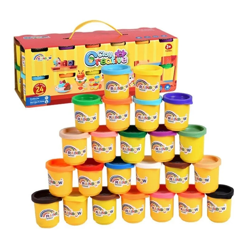 24 colour 1200g canned plasticene clay set for children 4-6 years old with thermal shrink film seal