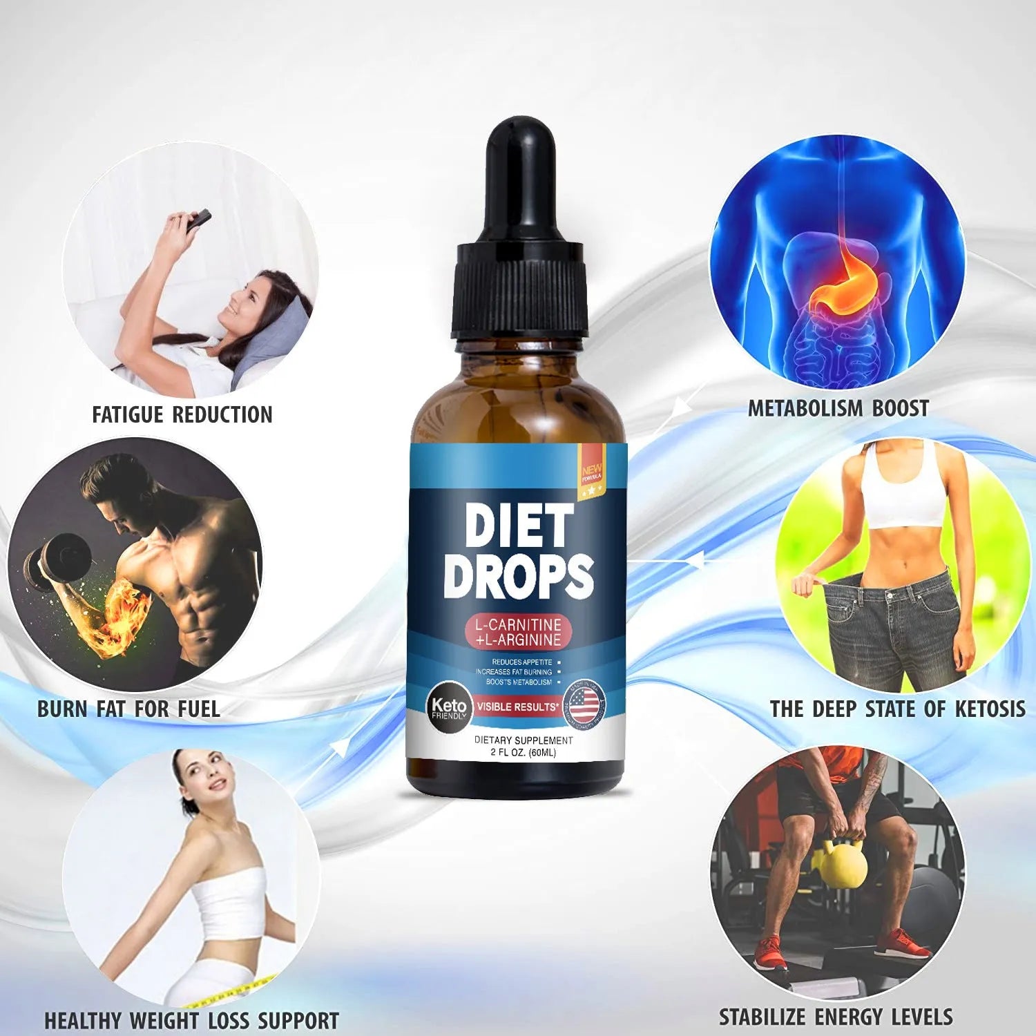 60ml bottle of liquid ketone drops dietary supplement
