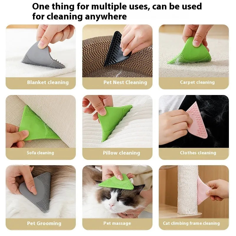 Dual-sided pet hair scraper and grooming comb in avocado green colour.