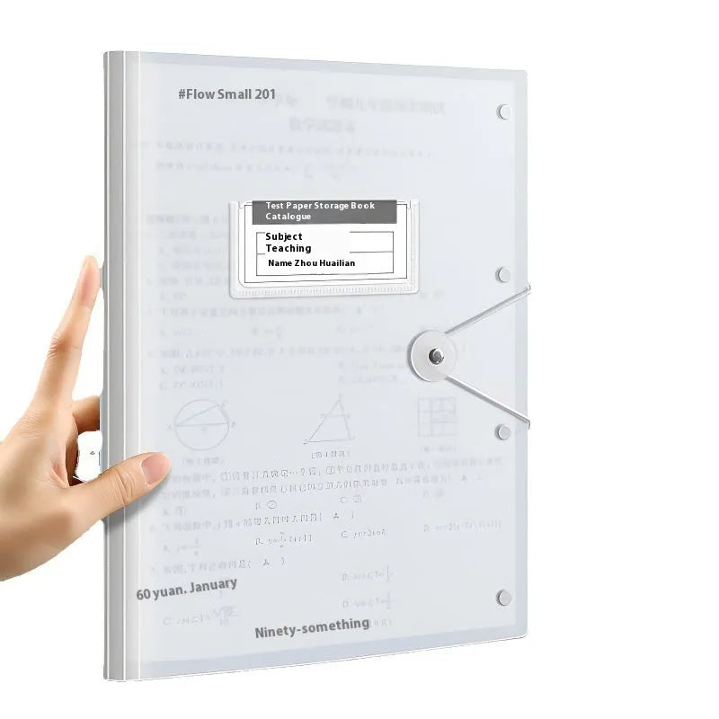 A3 test paper storage bag with multi-layer folder in translucent PP plastic for exam organisation