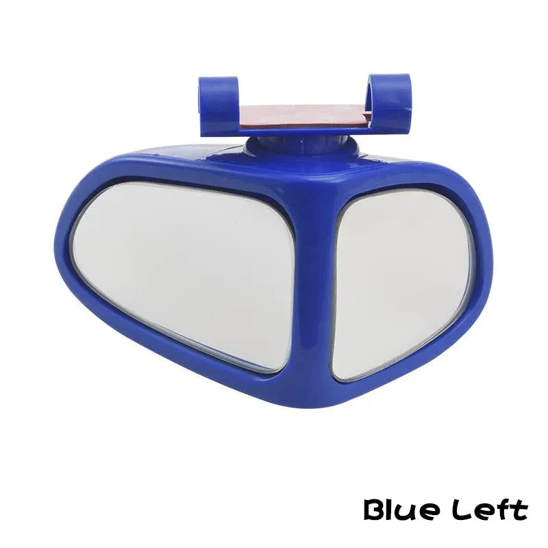 Small round adjustable car reversing mirror with adhesive back, shown in various colours.