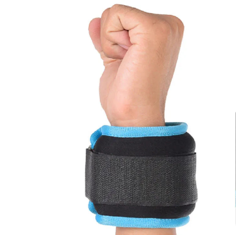 Pair of steel sand sandbag leggings in 1kg 2kg or 3kg, all black or black with blue or orange edge, for hands and legs