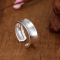 Adjustable opening sterling silver ring with geometric shape and Korean frosted finish
