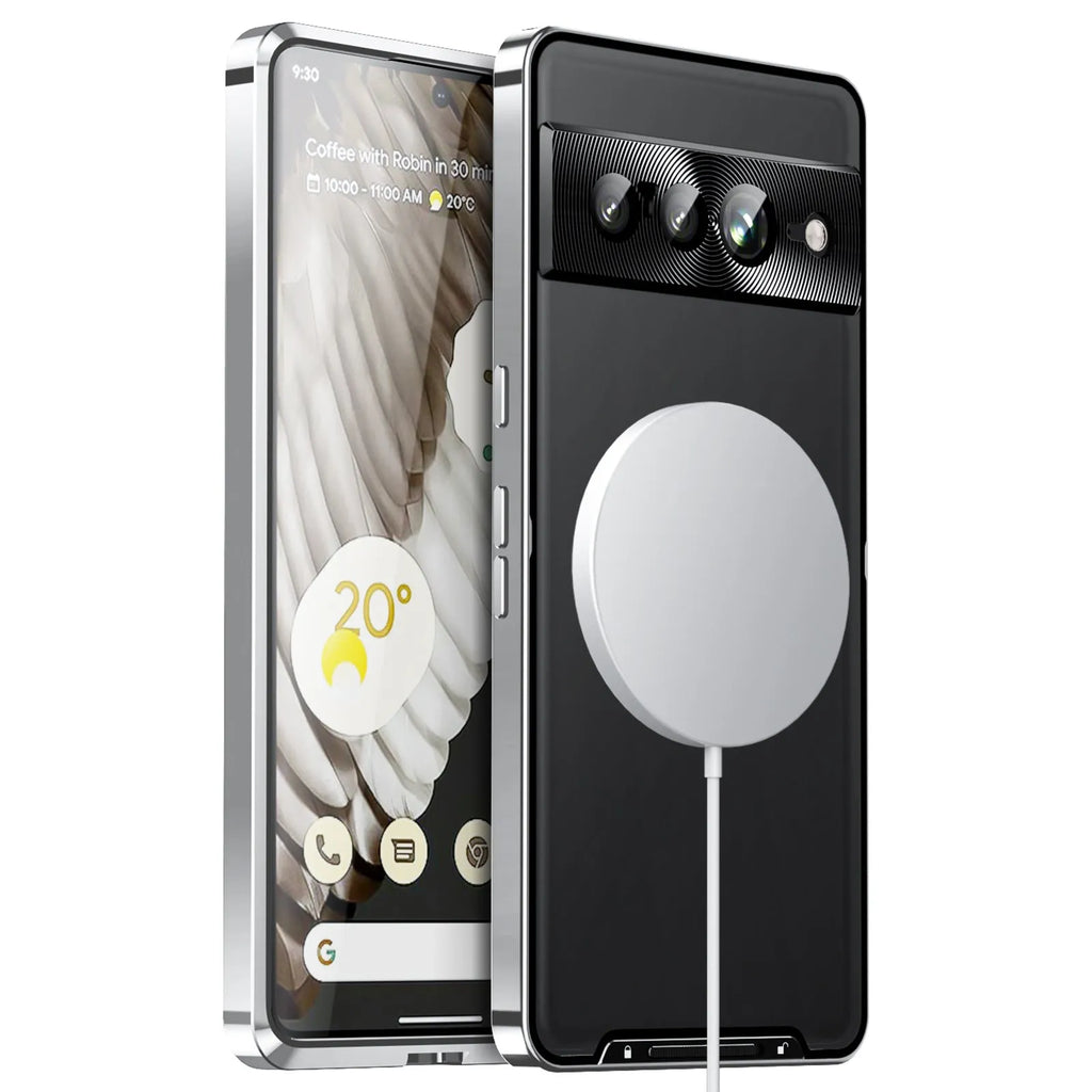 Metal phone case for Google 7, 7A, 7 Pro and 8 Pro with magnetic lock and PC metal back cover