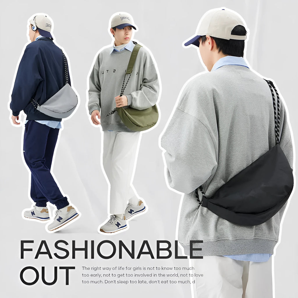 Men's lightweight nylon messenger bag in urban simplicity design with large capacity for commuting
