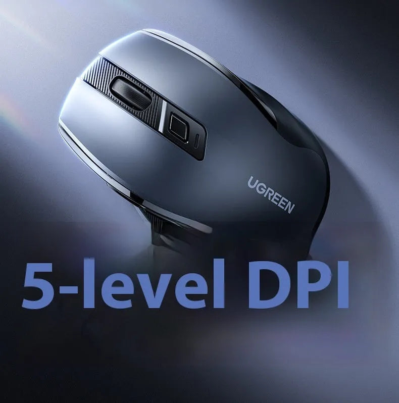 Black wireless Bluetooth and 2.4G dual-mode ergonomic laptop office mouse with side silicone finger rest