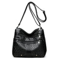 Woven texture single shoulder messenger bag with square shape and internal zipper compartment