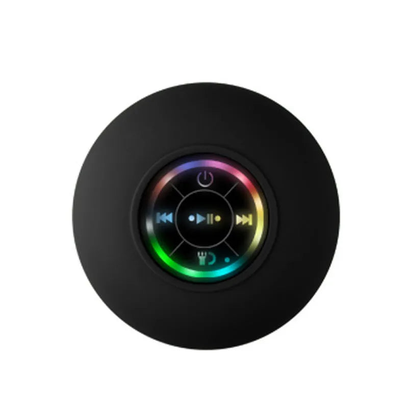 BTS07 waterproof Bluetooth speaker with large suction cup and RGB lights in six colour options