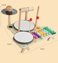 Wooden frog multi-functional drum kit educational toy, 33 x 30 x 23 cm, in a colour box