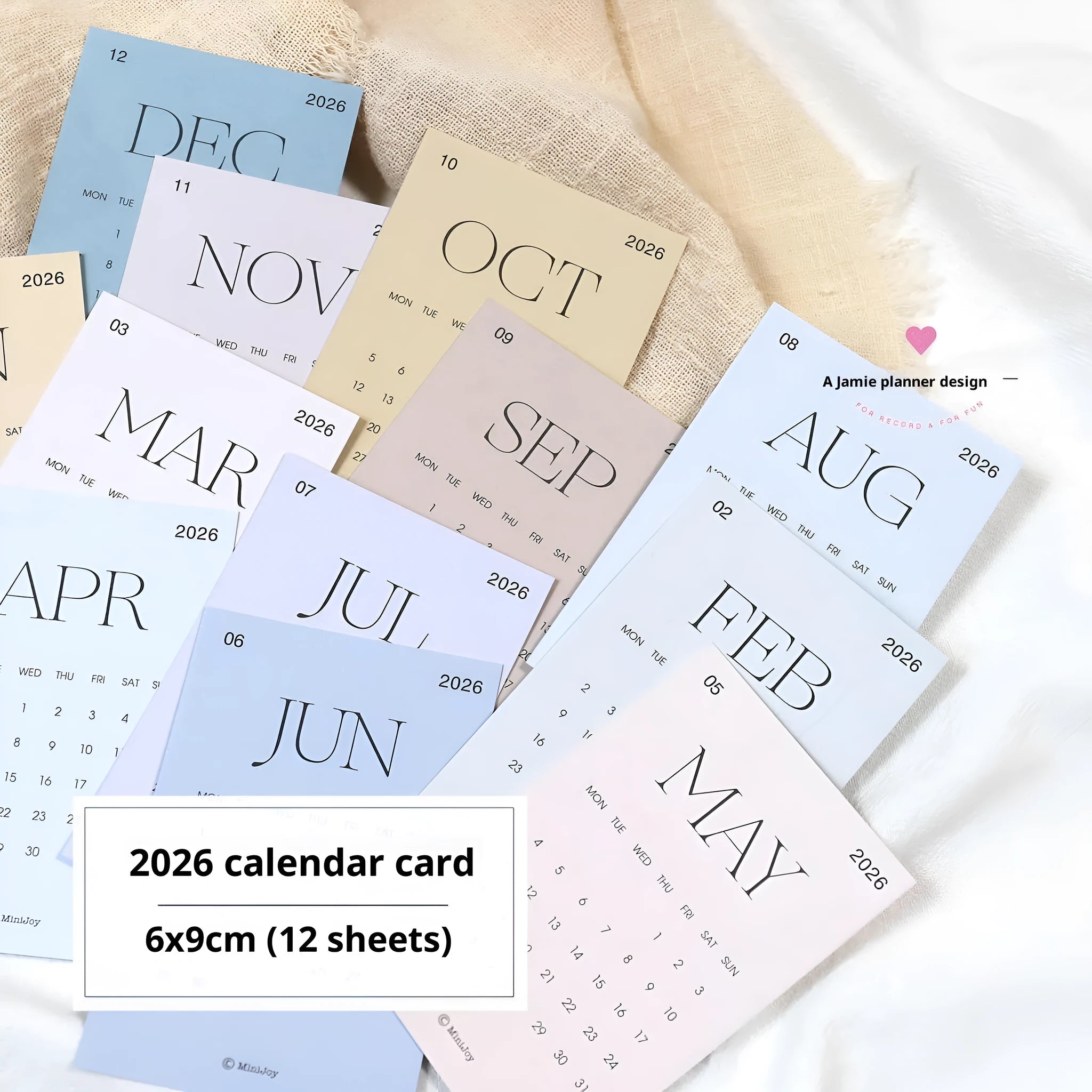 2026 calendar cards fold set showing monthly calendar layout for desk wall or hand account use