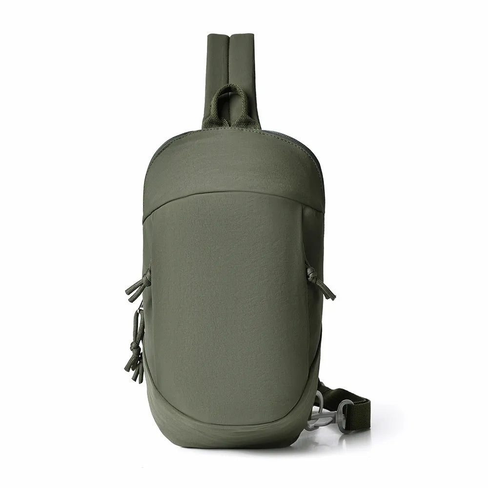 Outdoor girls nylon crossbody bag in army green with internal phone pocket and single-shoulder strap
