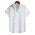 Men's casual striped short-sleeved shirt in polyester, regular fit, available in multiple colours and sizes XS to 3XL