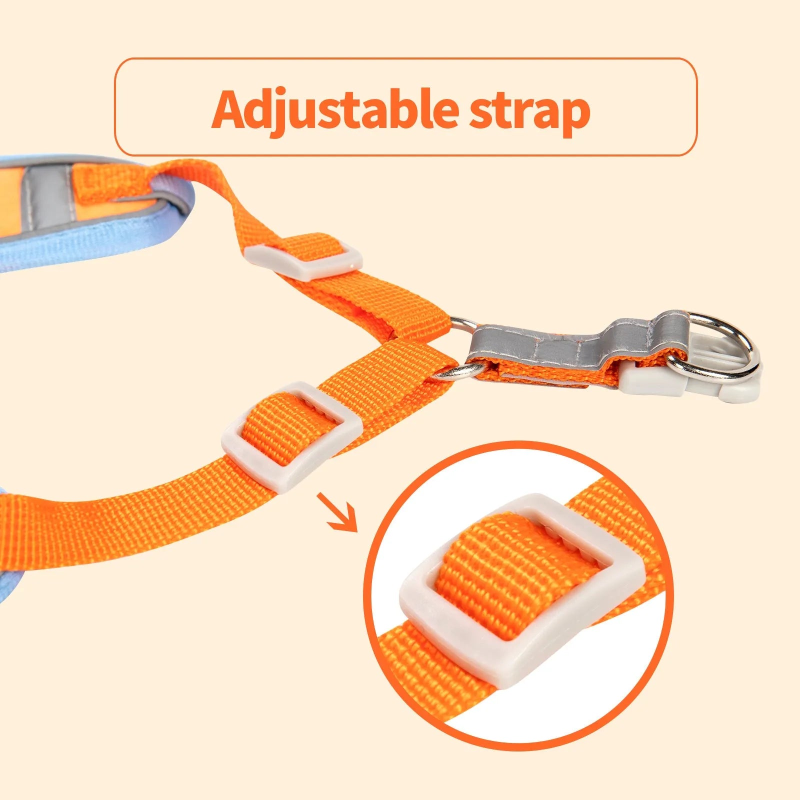Adjustable vest-style dog harness with haulage rope in assorted colours.