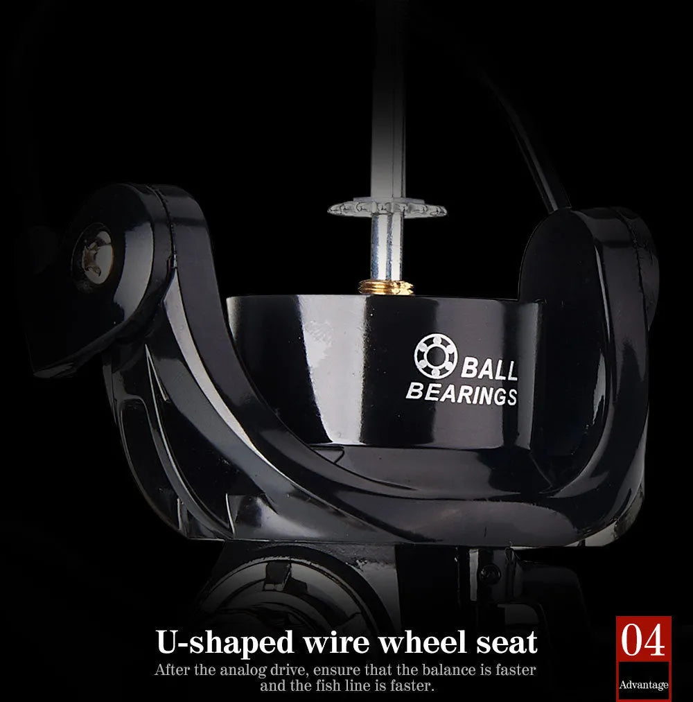 Metal spinning fishing reel with depth spool and rocker arm, available in sizes AC2000 to AC7000