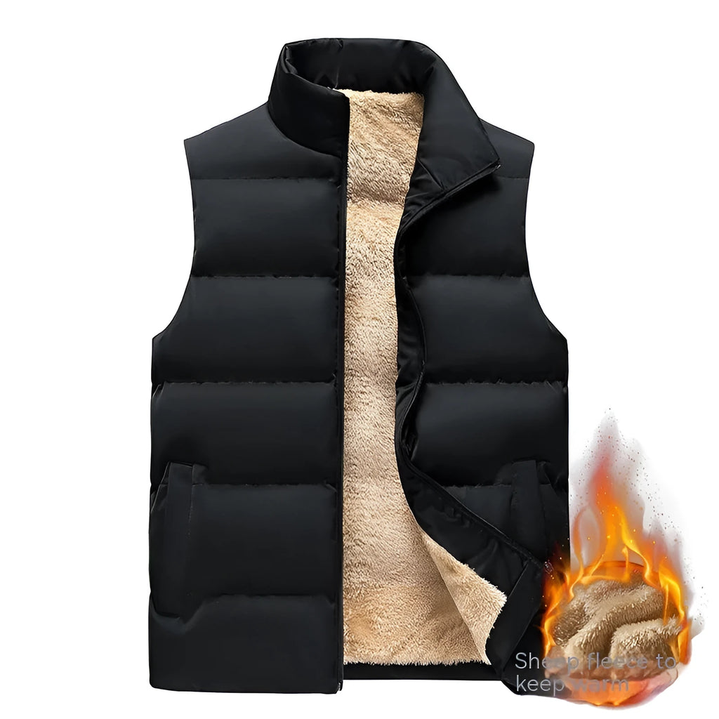 Lambswool men's down cotton vest clip outer wear in solid colour, unhooded, slim fit, polyester fibre