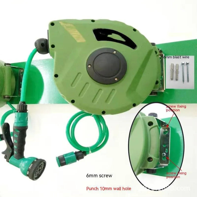 Automatic retractable hose reel with 10m PVC pipe for car wash and garden watering