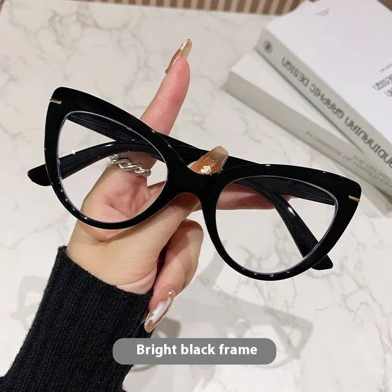 Women's large cat's eye frame presbyopic glasses with decorative dragon and phoenix details