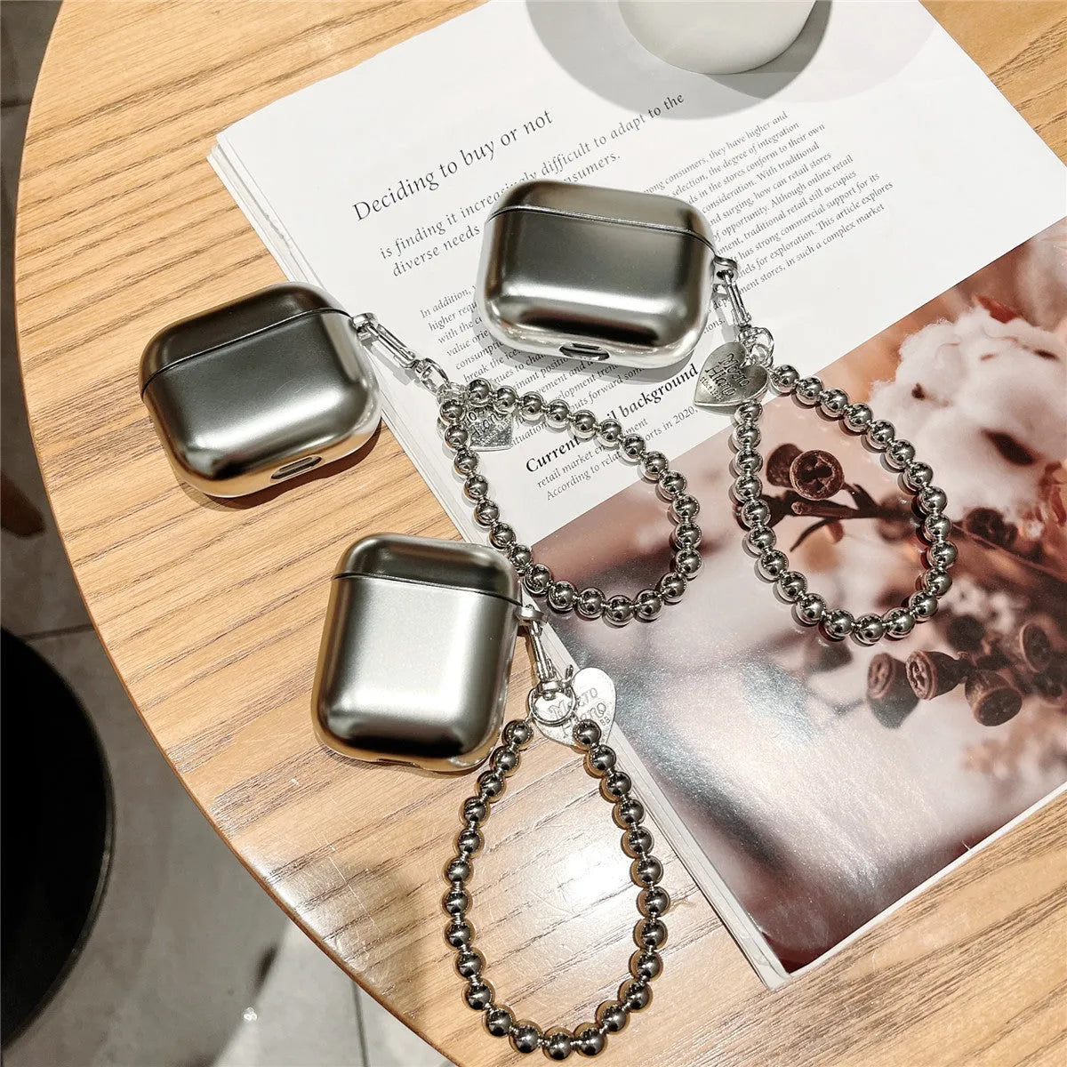 Matte plating TPU protective case for AirPods Bluetooth headphones on a white background.
