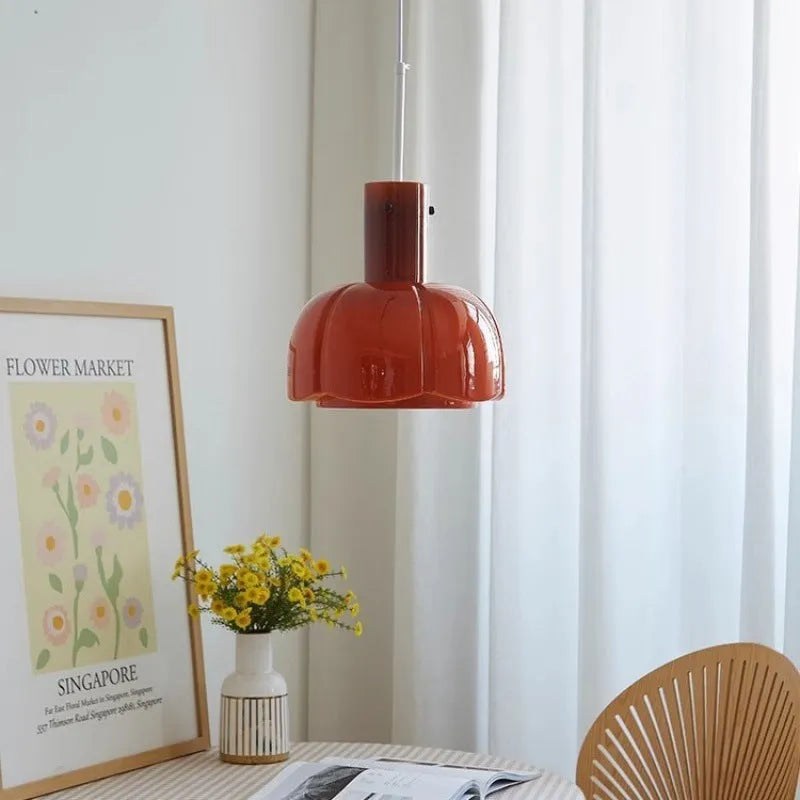 Medieval glass bud dining room chandelier in retro design with multiple light colour options
