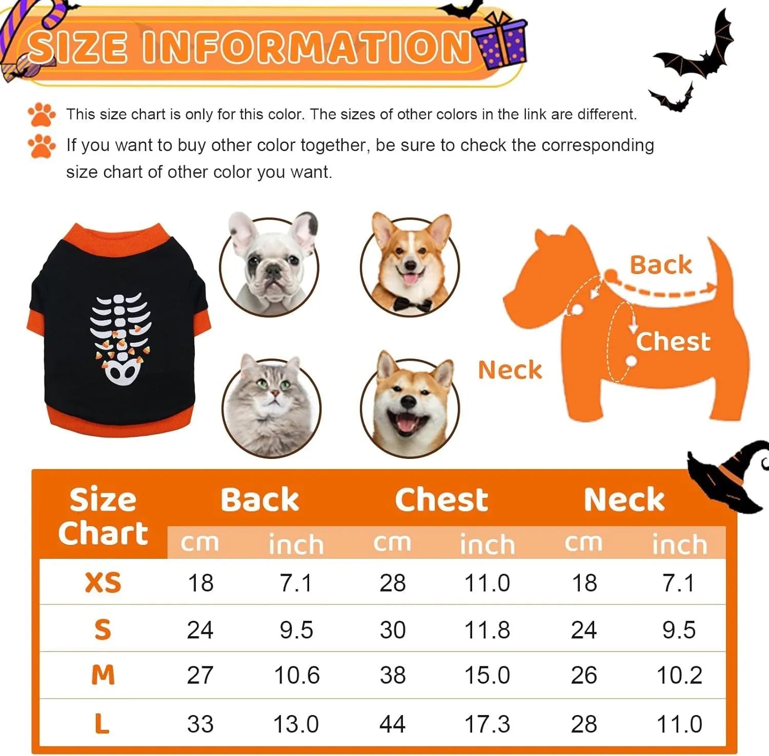 Halloween skeleton costume sweatshirt for small dogs and kittens in lightweight cotton