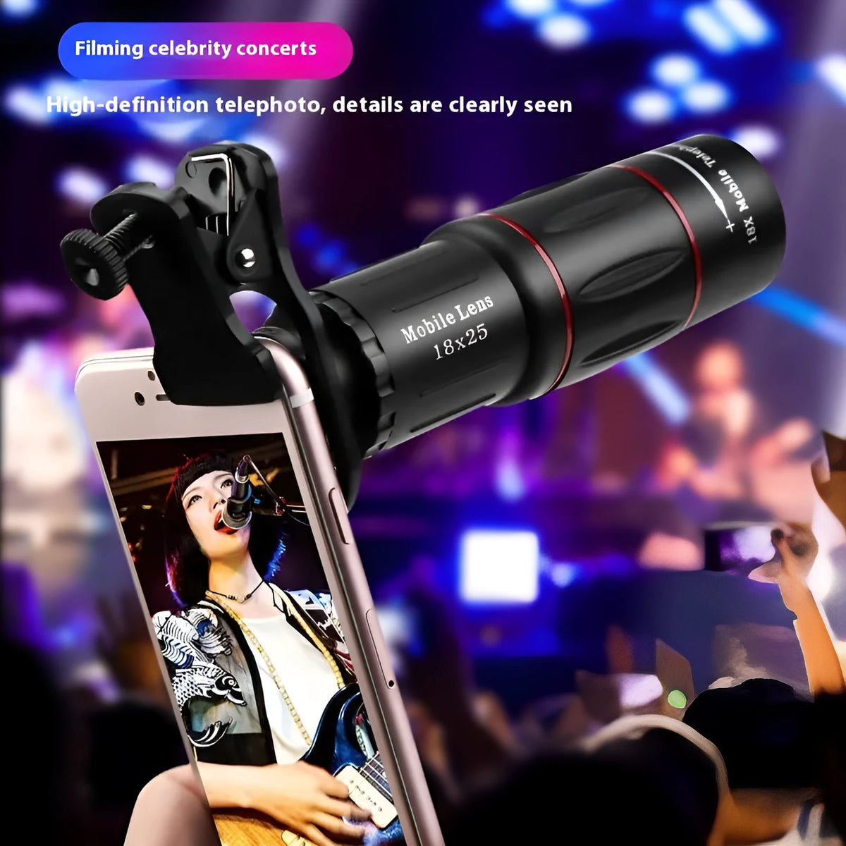 18x high-definition external telephoto lens for mobile phones with waist pack and accessories