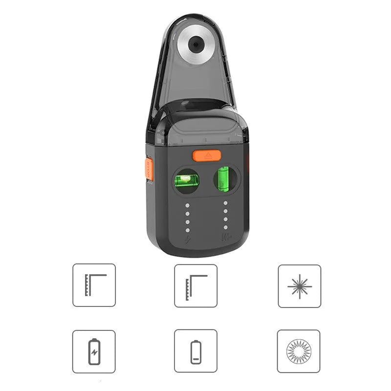A red dust collection level meter bracket for an electric hammer drill, showing its compact size and laser window.