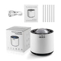 White voice control ultrasonic cool mist humidifier with 800ml tank and 7-colour LED light on a tabletop