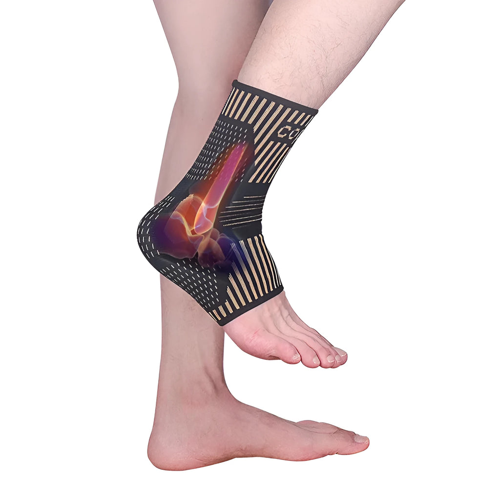 Copper ion ankle support in gold colour for adult sports protective gear, single unit